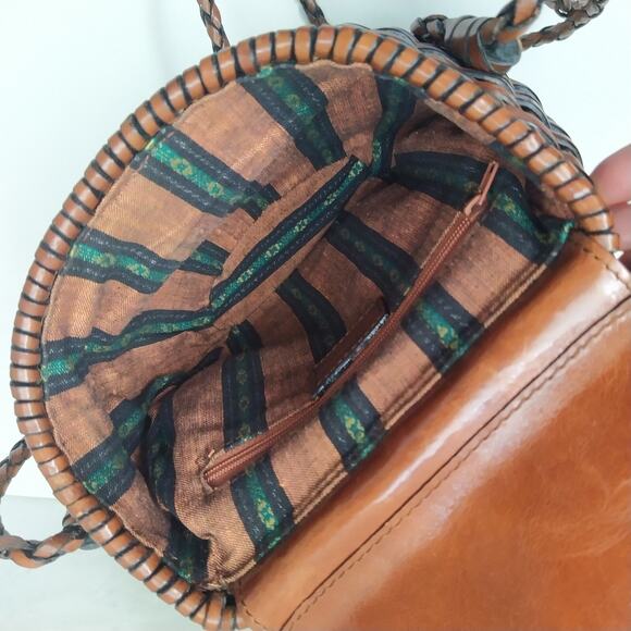 Ann Taylor Brown Woven Leather Saddle Crossbody Bag - Picture 13 of 16